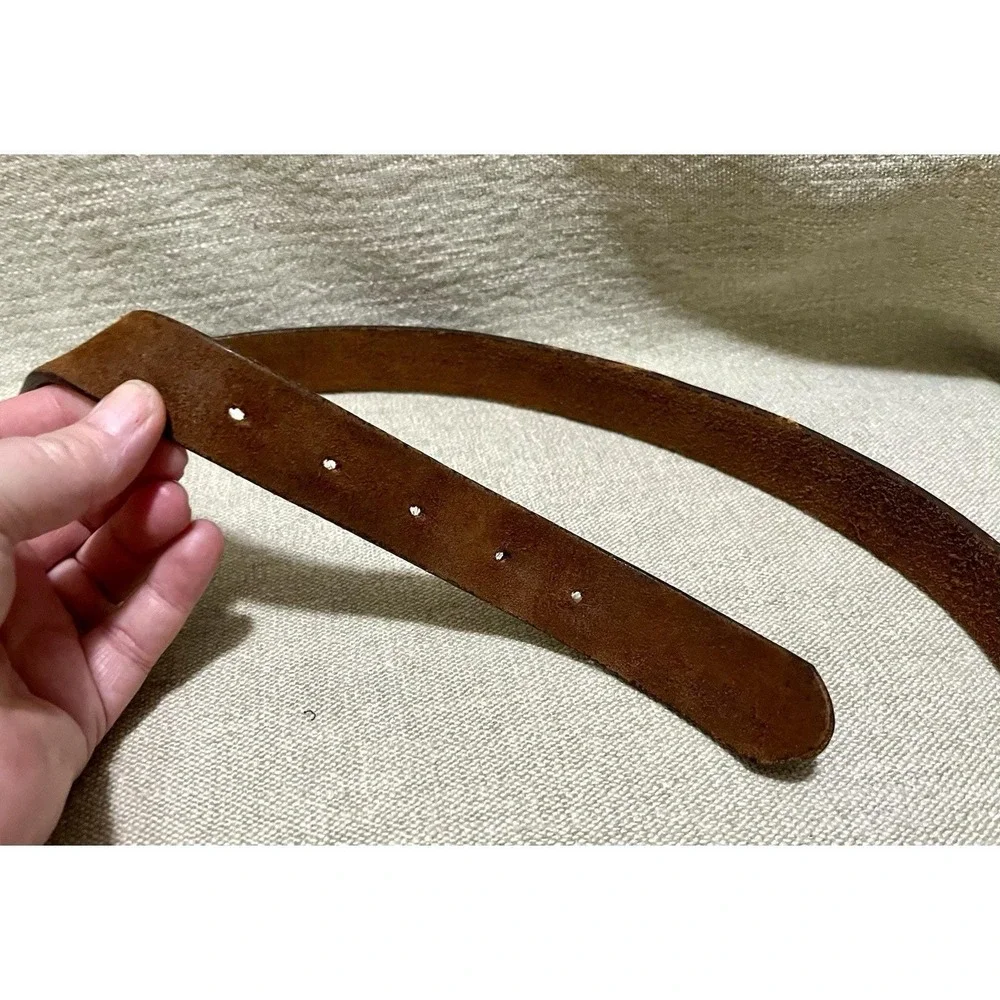 Brighton Sz 38 Buffalo Nickel Leather Belt Southwest Design Western Unisex Brown